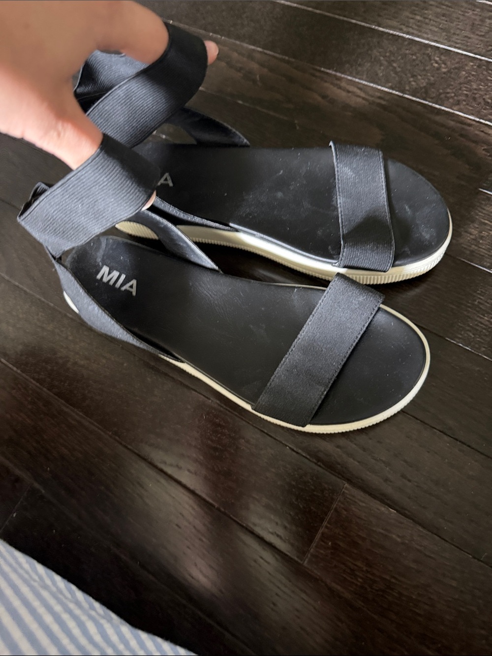 MIA Black Elastic Strap Platform Sandals